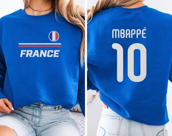 Mbappe #10 Star Player Flag Tribute Graphic Tee, France Jersey Style Inspired for Fans Soccer Design, Football World USA Unisex T-Shirt
