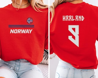 Haaland #9 Star Player Flag Tribute Graphic Tee, Norway Jersey Style Inspired for Fans Soccer Design, Football World USA Unisex T-Shirt