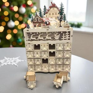 Christmas Advent Calendar LED Countdown Box – Festive Holiday Home Decor