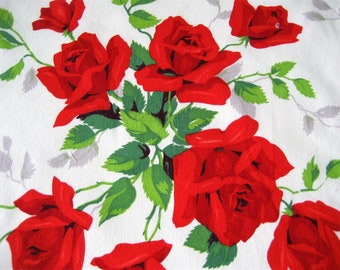 Vintage Wilendur Royal Red Roses Tablecloth Fabric 17" x 17"