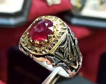 Natural African Red Ruby Ring | Genuine Ruby Gemstone Jewelry | Sterling Silver Handmade Ring | July Birthstone Gift