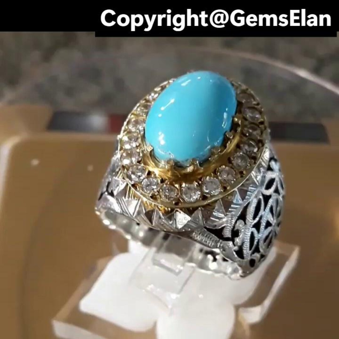 Original Xmas Neeshapuri Feroza Ring 925 Sterling Silver - Natural ...