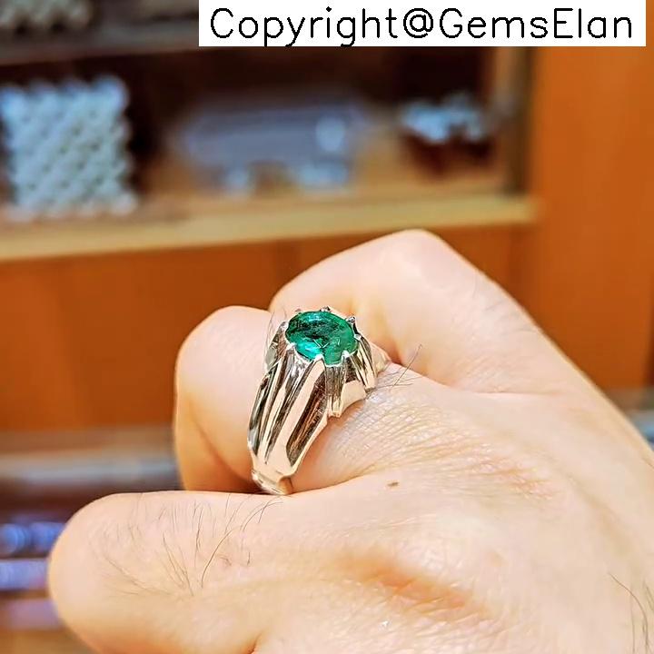 Anillo de esmeralda zambiana original: esmeralda verde intenso