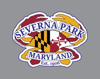 Severna Park, Maryland Hometown Crab Flag Sticker