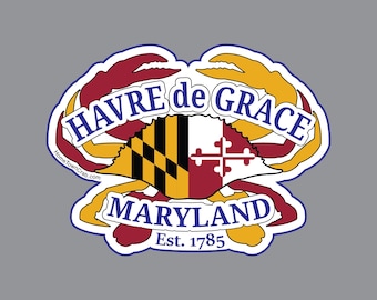 Havre de Grace, Maryland Hometown Crab Flag Sticker