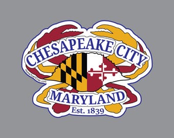 Chesapeake City, Maryland Hometown Crab Flag Sticker
