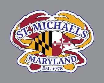 St Michaels, Maryland Hometown Crab Flag Sticker