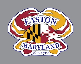 Easton, Maryland Hometown Crab Flag Sticker