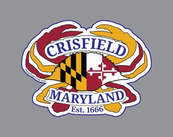 Crisfield, Maryland Hometown Crab Flag Sticker