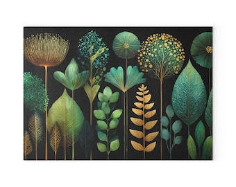 Plant Glass Cutting Board Green Leaves Botanical Kitchen Art Home Decor Plant Theme Interior Design Idea Option to Buy Multiple