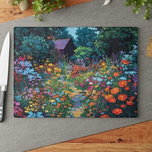 Flower Field Glass Cutting Board