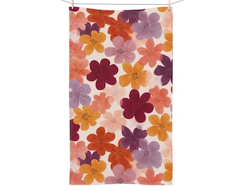 Toalla de manos con flores de colores Toalla de manos floral Decoración floral para el hogar Decoración floral para la cocina Decoración floral para el baño Decoración floral para el hogar