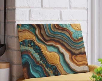 Blue Gold Agate Glass Cutting Board Kitchen Decor Stone Home Decor Kitchen Present House Warming Option to Buy Multple