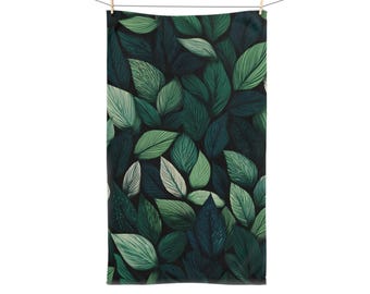 Green Leaves Hand Towel Leaf Towel Nature Theme Home Decor Kitchen Green Decor Botanical Bathroom Decoration Gift for Mom Christmas Present
