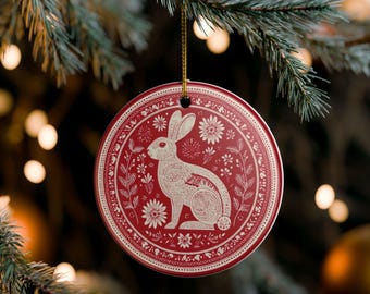 Red Ceramic Rabbit Red Rabbit Ceramic Decoration Ornament (1pc) House Warming Gift ...