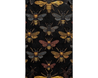 Bee Hand Towel Black Hand Towel Animal Print Home Decor Animal Kitchen Decor House Warming Gift Wedding Anniversary Present Mom Animal Lover