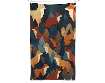 Toalla de mano de zorro Toalla con estampado de zorros Estampado animal Decoración del hogar Decoración de cocina de animales Regalo de inauguración de la casa Regalo de aniversario de boda Regalo para mamá