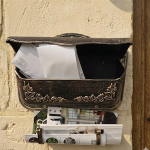 Flower Embossed Aluminum Mailbox with Newspaper Hooks - Wall Mounted