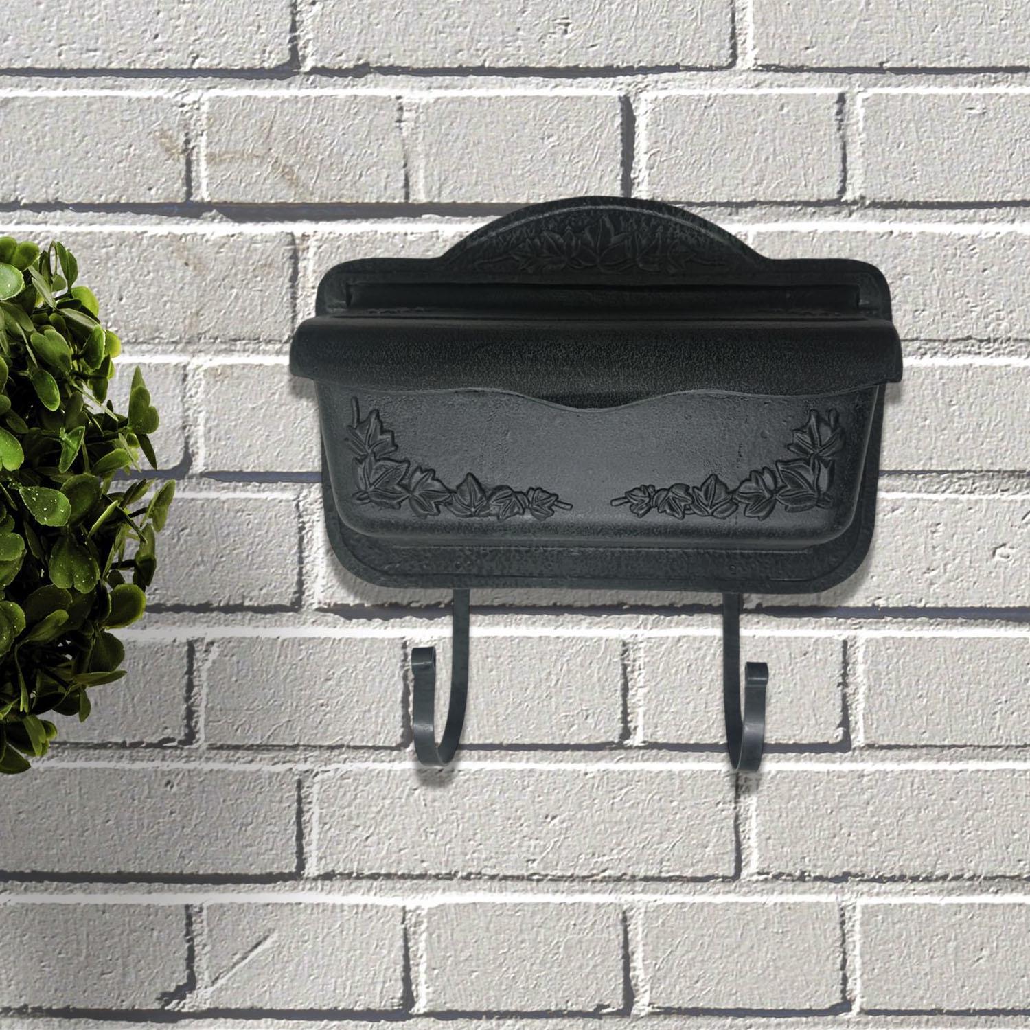 POST BOX wall mounted Mail Box with Flower Engravings - Aluminum Mailbox with Newspaper Hooks.
