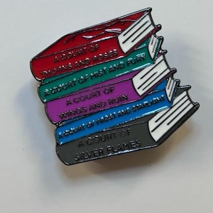 ACOTAR | Sarah J Maas Inspired A Court of Thornes and Roses Series Book Stack Metal Enamel Pin