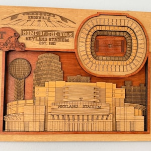 Neyland Stadium Wood Art: 3D Tennessee Volunteers Map