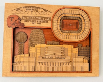 Neyland Stadium Wood Art: 3D Tennessee Volunteers Map
