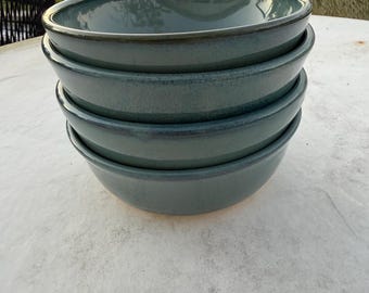 Unique Bowls Handmade Stoneware Ceramic Pottery Blue set of 4
