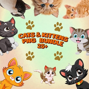 Cute Cats Clipart Cat Clipart Collection: High-Resolution PNGs for Cat Lovers, and Commercial Use Cute, Funny, and Cats & Kittens Cliparts