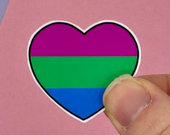 Conjunto de adesivos de coração polissexual - Direitos Trans - Adesivos de vinil resistentes à água - Solidariedade