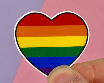 Conjunto de adesivos de coração do orgulho LGBTQIA+ - Direitos LGBTQIA+ - Adesivos de vinil resistentes à água - Solidariedade