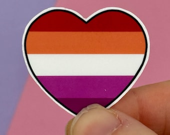 Conjunto de adesivos de coração do orgulho lésbico - Adesivos de vinil resistentes à água - Solidariedade