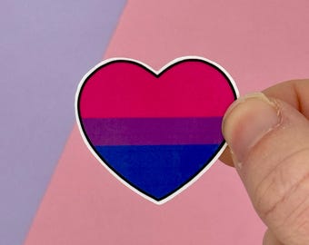 Conjunto de adesivos de coração bissexual - Adesivos de vinil resistentes à água - Solidariedade