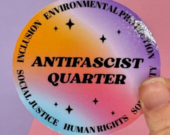 Adesivo antifascista - Declaração política antifascista - Adesivo de vinil resistente à água - 1 unidade - Solidariedade