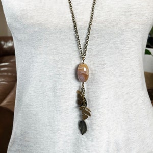 Long Necklace Long Chain Necklace Leaf Necklace Fall Necklace Layering Necklace