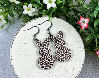 Easter Earrings Easter Bunny Earrings Rabbit Earrings Leopard Earrings Leopard Bunny Earrings