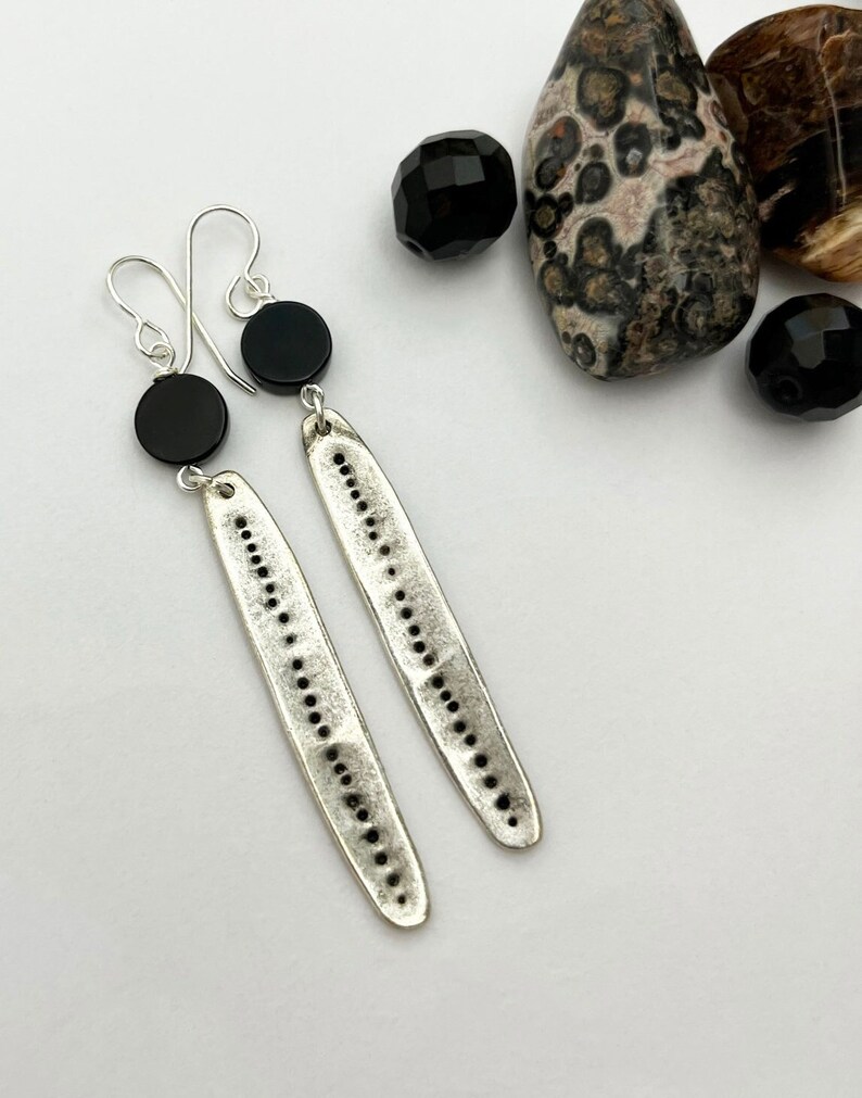 Onyx Earrings Sterling Silver Earrings Gemstone Earrings Long Earrings shops