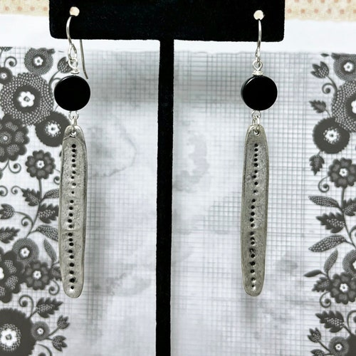 Onyx Earrings Sterling Silver Earrings Gemstone Earrings Long Earrings shops