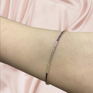 Multi color Zircon bracelet, handmade silver bracelet, cubic high quality zircon silver bracelet