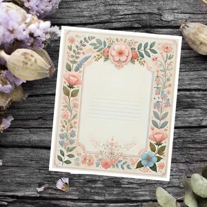Plantilla Floral Vintage: Elegancia para Invitaciones y Cartas, plantilla imprimible, carta con temática medieval.