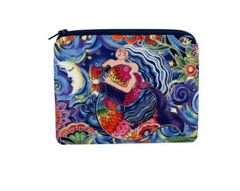 Mermaid Zipper pouch, Sea Goddess, Laurel Burch Fabric