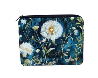 Small Zipper Pouch, Twilight Dandelion Floral Bag