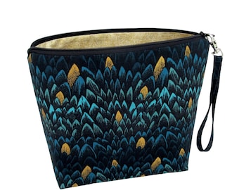 Tall Zippered Pouch, Dragon Scales, Fireglow Project or Cosmetic Bag