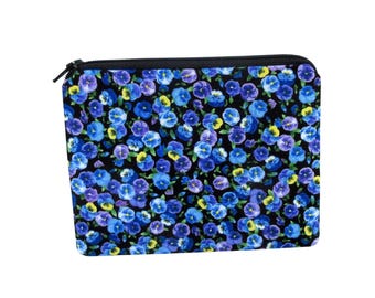 Small Zipper Pouch, Pretty Mini Pansies Coin Purse, Gift for Grandma