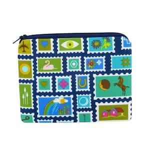 Stamp Zipper Pouch, Postmark Stamp Collector Coin Purse