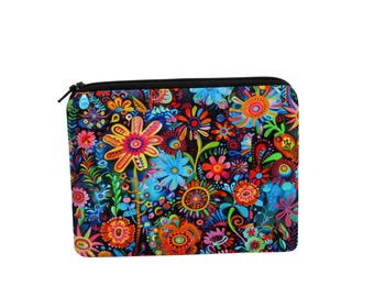 Pouch Small Zippered, Boho Floral Coin Purse