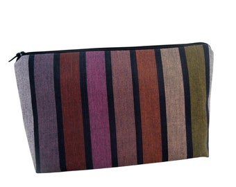 Cosmetic Bag, Monarch Grove Stripe, Make up Zipper Pouch,