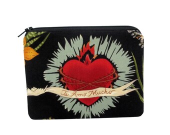 Small Zipper Pouch, Frida Heart of Love, Te Amo Mucho