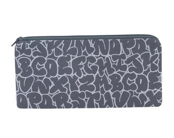 Zippered Pencil and Pen Pouch, Tag Graffiti Alphabet Zipper Bag