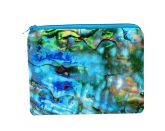 Small Zippered Pouch, Abalone Ocean Shells
