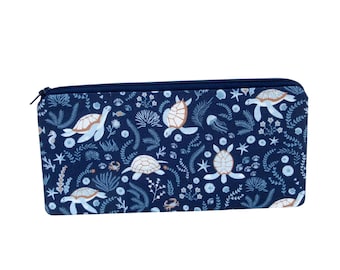 Sea Turtle Zipper Pouch, Turtley Cool, Pencil Pouch Zippered Bag